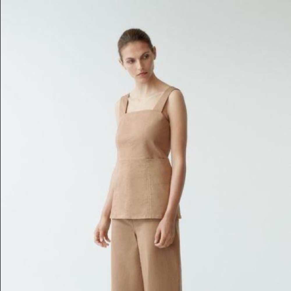 NWT - COS Strap Top With Flared Hem In Beige